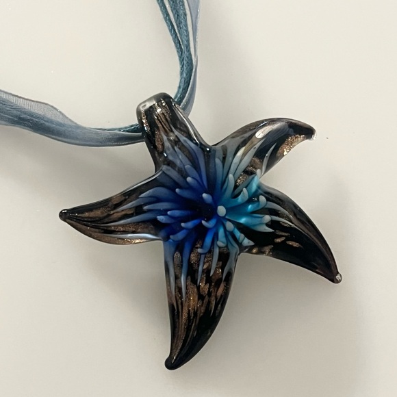 Artisan Hand Blown Star Fish Pendant Necklace - Picture 16 of 16